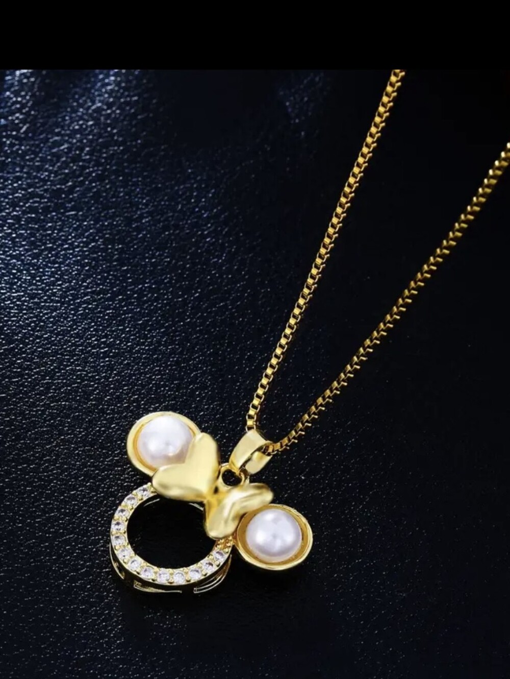 Gold Plated Diamond Minnie Mouse Necklace